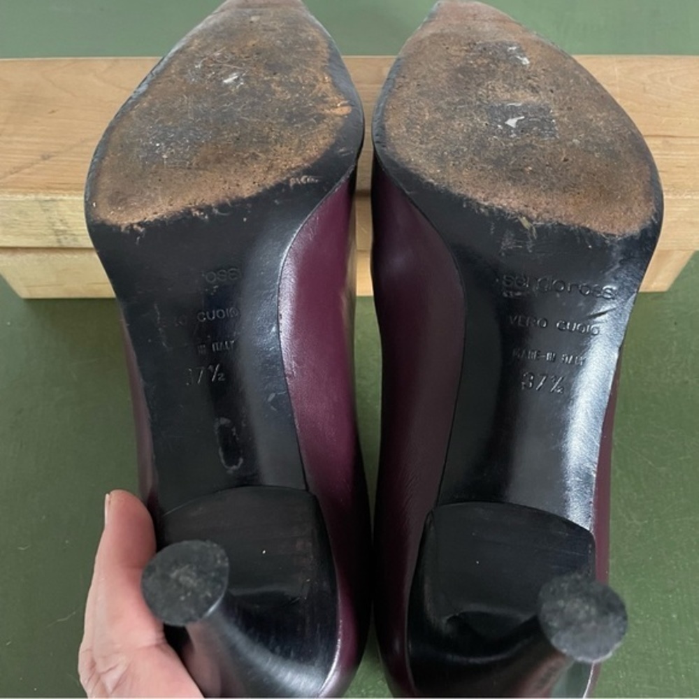 Sergio Rossi Pointy Toed Heels in Plum & Black Leather *Italy* - Picture 8 of 10